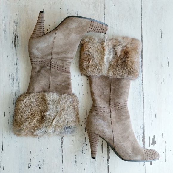 Vintage Sarah Jayne suede and fur heeled boots size 8, excellent condition - Picture 5 of 5